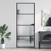Vidaxl Innenür schmal 83x201,5 cm gehärtetes Glas und Aluminiumschwarz - afbeelding 1
