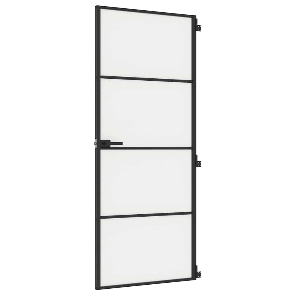 Vidaxl Innenür schmal 83x201,5 cm gehärtetes Glas und Aluminiumschwarz