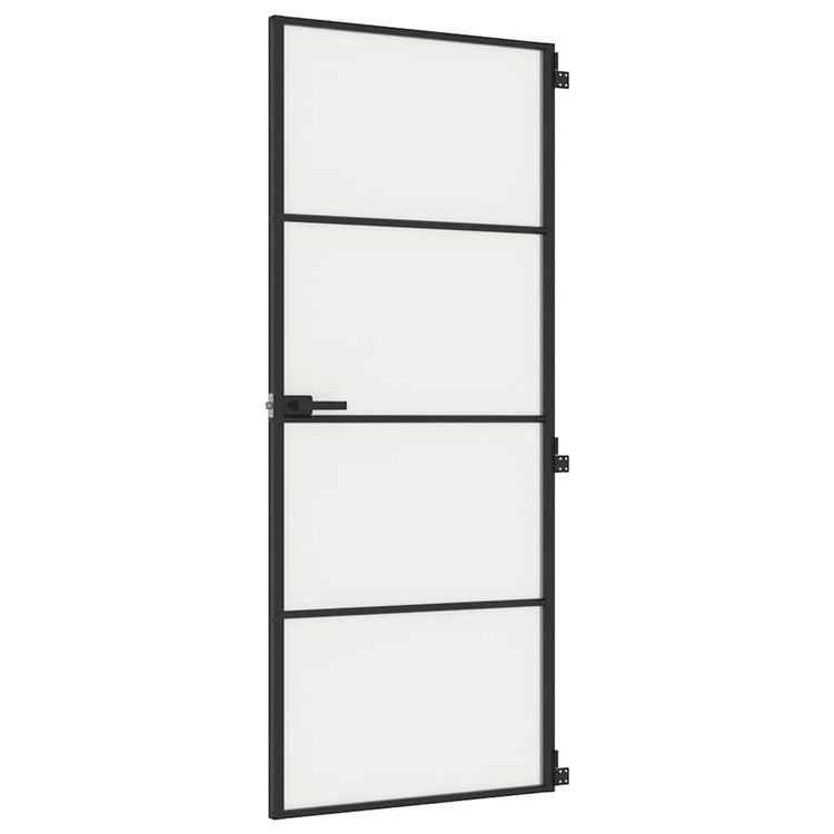 Vidaxl Innenür schmal 83x201,5 cm gehärtetes Glas und Aluminiumschwarz