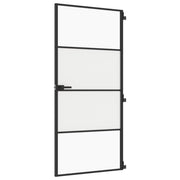 Vidaxl Innenür schmal 93x201,5 cm gehärtetes Glas und Aluminiumschwarz - afbeelding 2