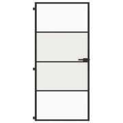 Vidaxl Innenür schmal 93x201,5 cm gehärtetes Glas und Aluminiumschwarz - afbeelding 3