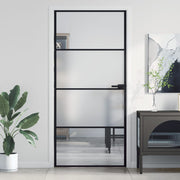 Vidaxl Innenür schmal 93x201,5 cm gehärtetes Glas und Aluminiumschwarz - afbeelding 1