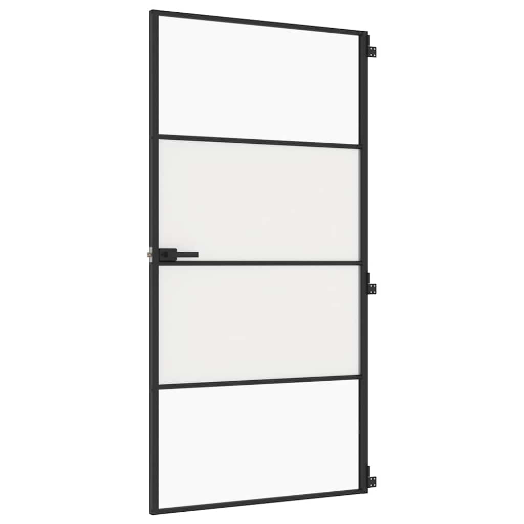 Vidaxl Innenür schmal 102,5 x 20,5 cm gehärtetes Glas und Aluminiumschwarz