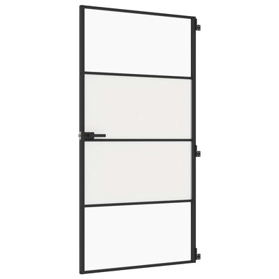 Vidaxl Innenür schmal 102,5 x 20,5 cm gehärtetes Glas und Aluminiumschwarz