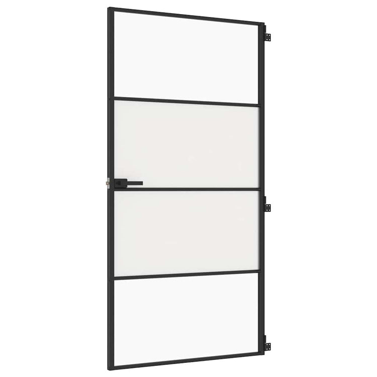 Vidaxl Innenür schmal 102,5 x 20,5 cm gehärtetes Glas und Aluminiumschwarz