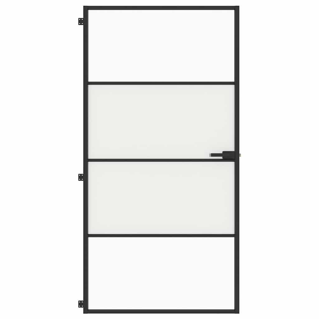 Vidaxl Innenür schmal 102,5 x 20,5 cm gehärtetes Glas und Aluminiumschwarz