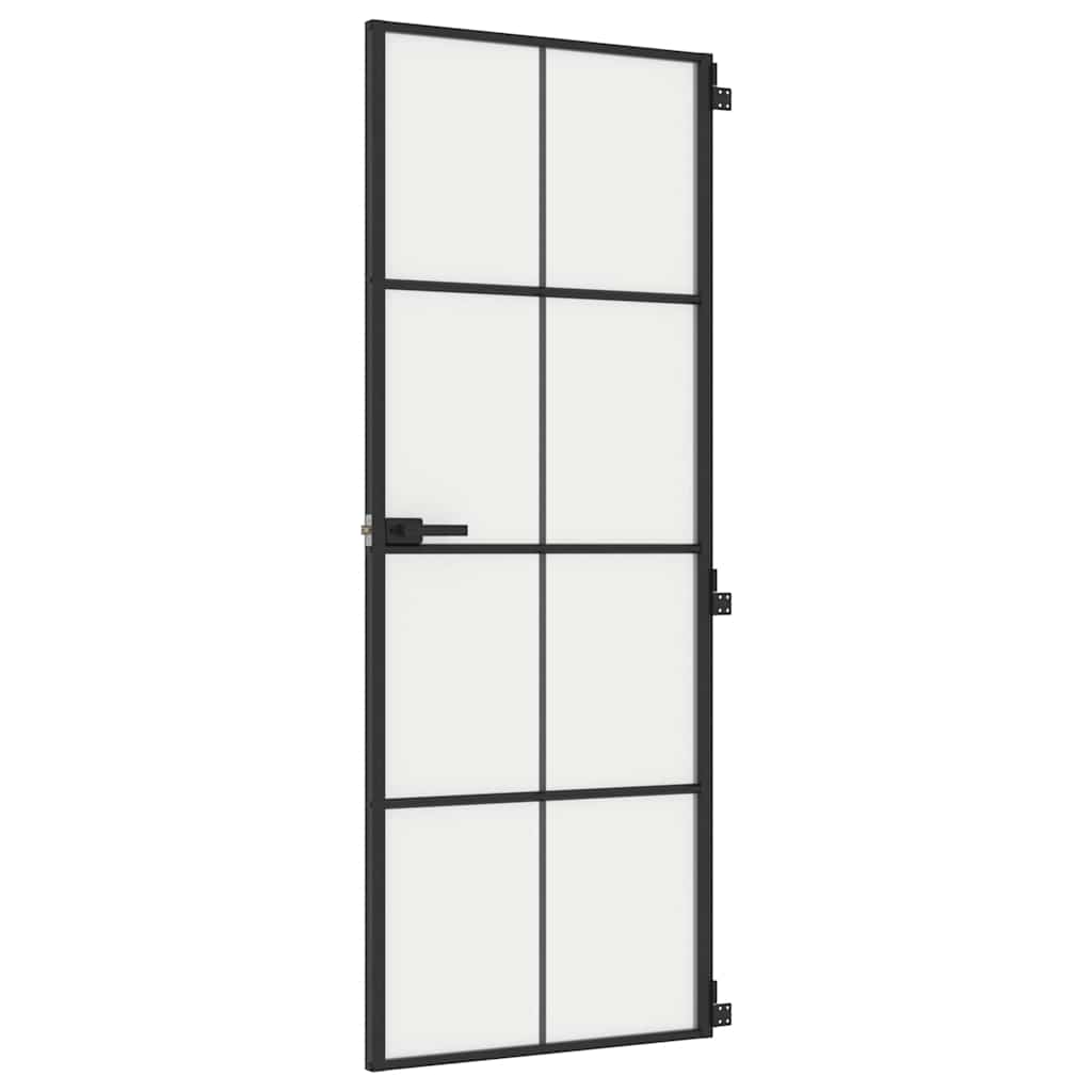 Vidaxx Innentür schmal 76x201,5 cm Hartglas und Aluminium schwarz