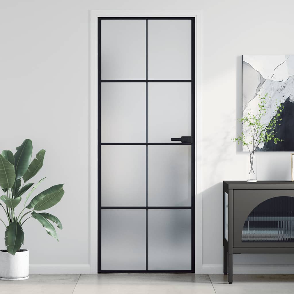 Vidaxx Innentür schmal 76x201,5 cm Hartglas und Aluminium schwarz