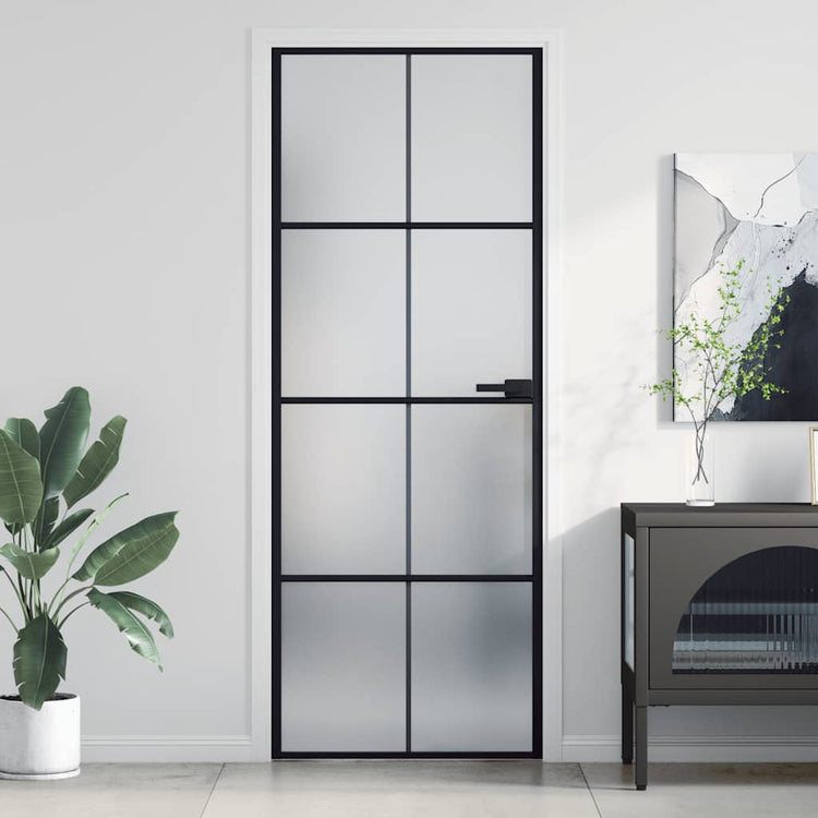 Vidaxx Innentür schmal 76x201,5 cm Hartglas und Aluminium schwarz