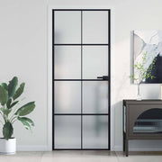 Vidaxl Innenür schmal 83x201,5 cm gehärtetes Glas und Aluminiumschwarz - afbeelding 1