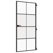 Vidaxl Innenür schmal 93x201,5 cm gehärtetes Glas und Aluminiumschwarz - afbeelding 2