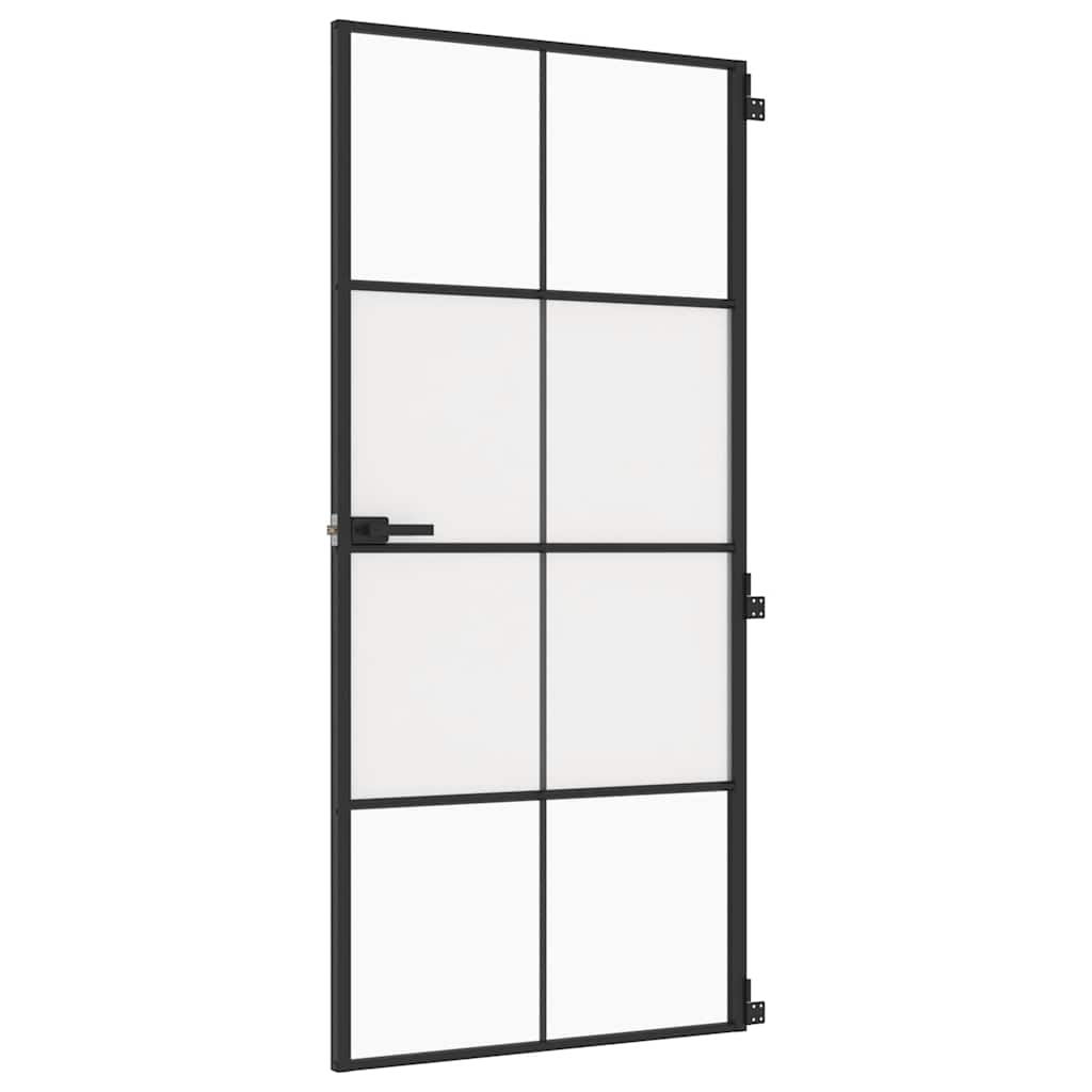 Vidaxl Innenür schmal 93x201,5 cm gehärtetes Glas und Aluminiumschwarz