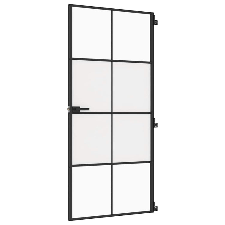 Vidaxl Innenür schmal 93x201,5 cm gehärtetes Glas und Aluminiumschwarz