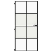Vidaxl Innenür schmal 93x201,5 cm gehärtetes Glas und Aluminiumschwarz - afbeelding 3