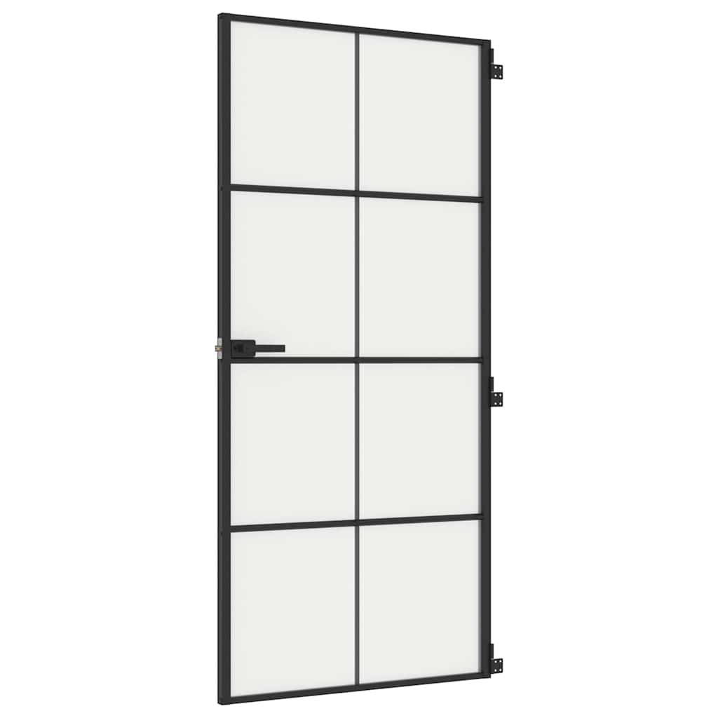 Vidaxl Innenür schmal 93x201,5 cm gehärtetes Glas und Aluminiumschwarz