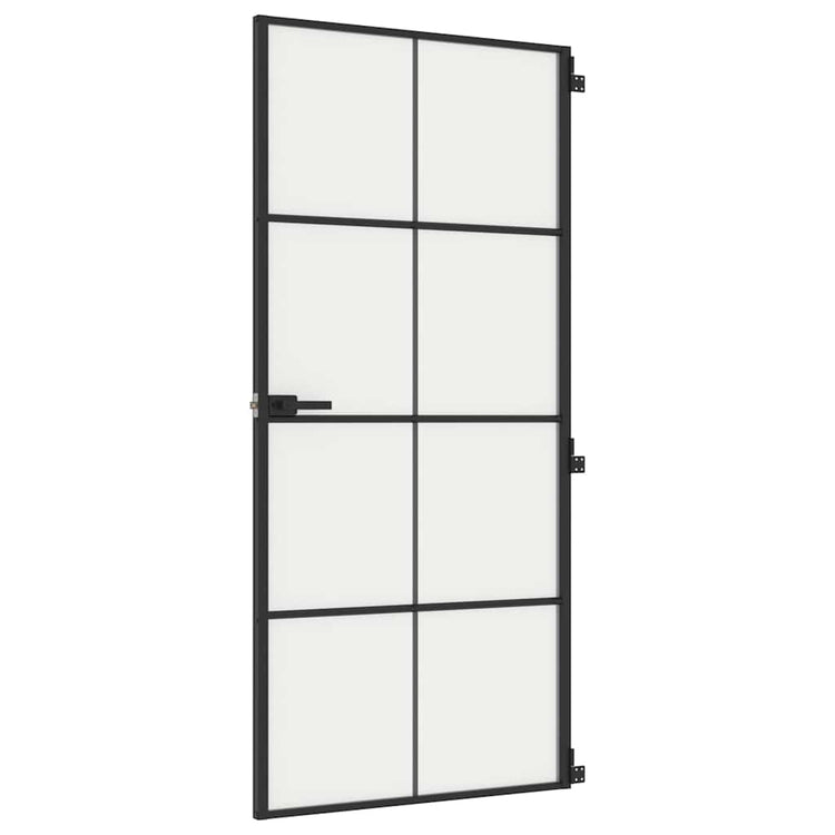 Vidaxl Innenür schmal 93x201,5 cm gehärtetes Glas und Aluminiumschwarz