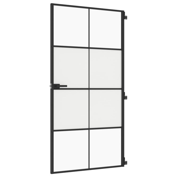 Vidaxl Innenür schmal 102,5 x 20,5 cm gehärtetes Glas und Aluminiumschwarz