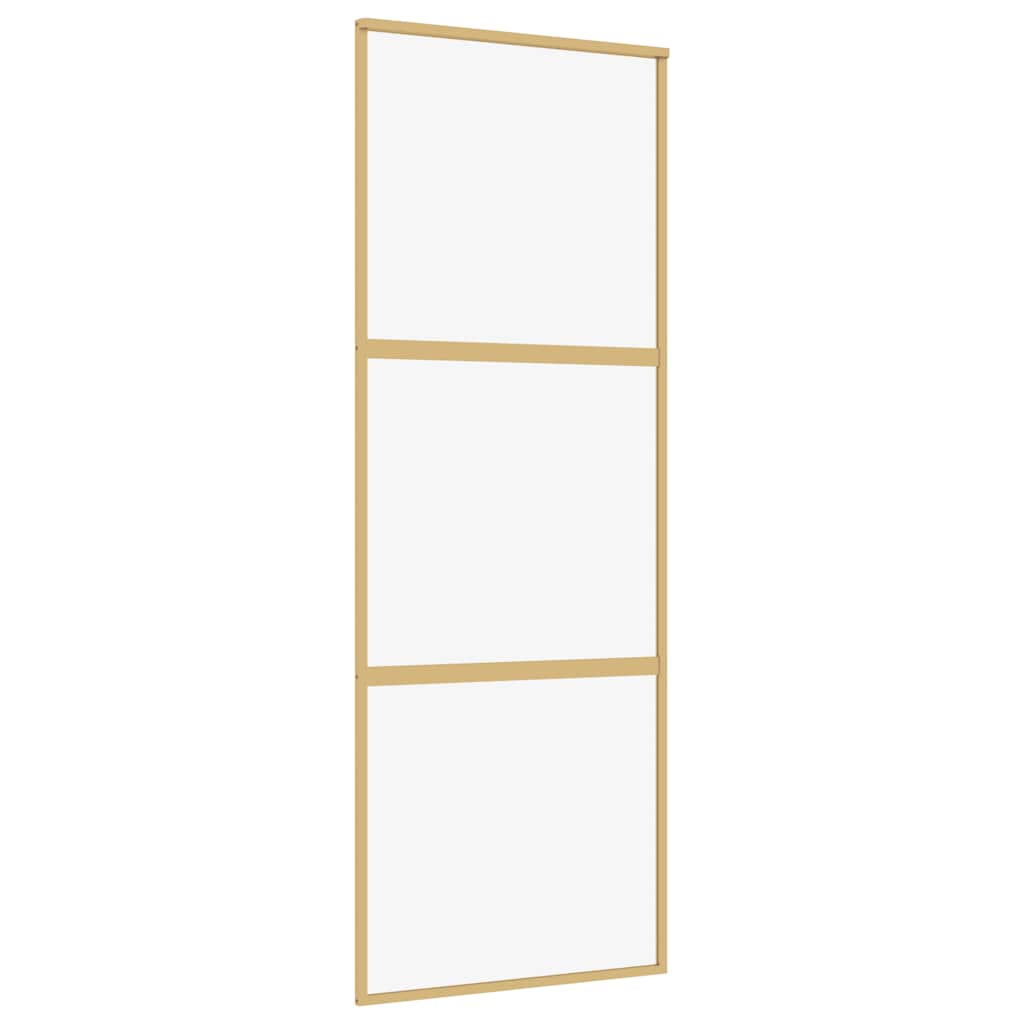 VIDAXL -Schiebetür 76x205 cm klares ESG -Glas und Aluminium Gold gefärbt