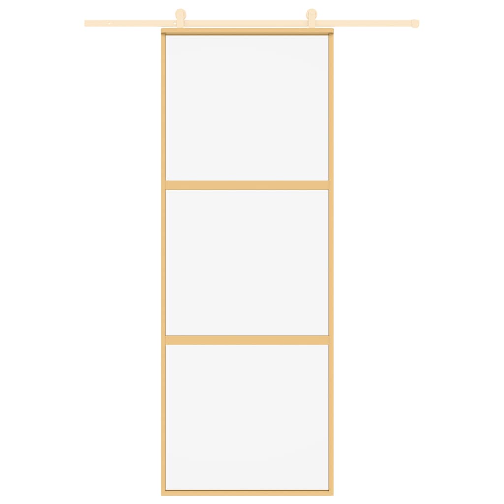 VIDAXL -Schiebetür 76x205 cm klares ESG -Glas und Aluminium Gold gefärbt