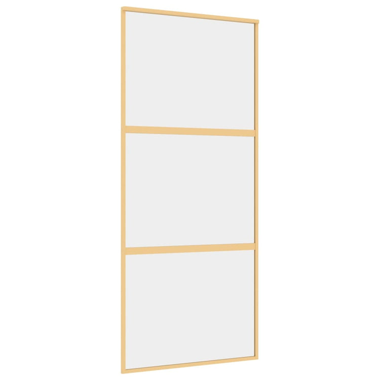 Vidaxl Schiebetür 90x205 cm klares ESG -Glas und Aluminium Gold gefärbt