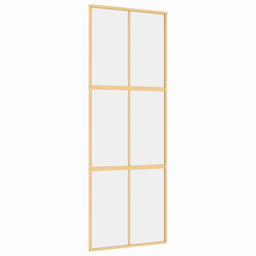 VIDAXL -Schiebetür 76x205 cm klares ESG -Glas und Aluminium Gold gefärbt