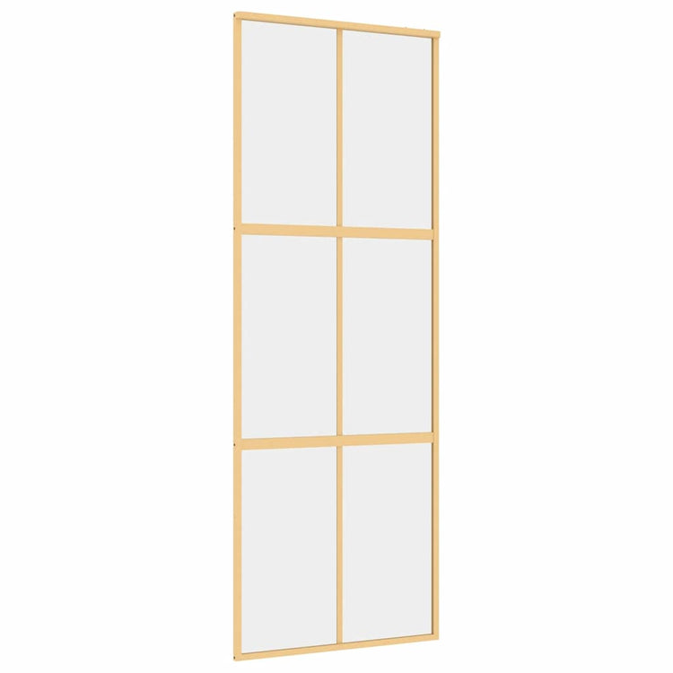 VIDAXL -Schiebetür 76x205 cm klares ESG -Glas und Aluminium Gold gefärbt