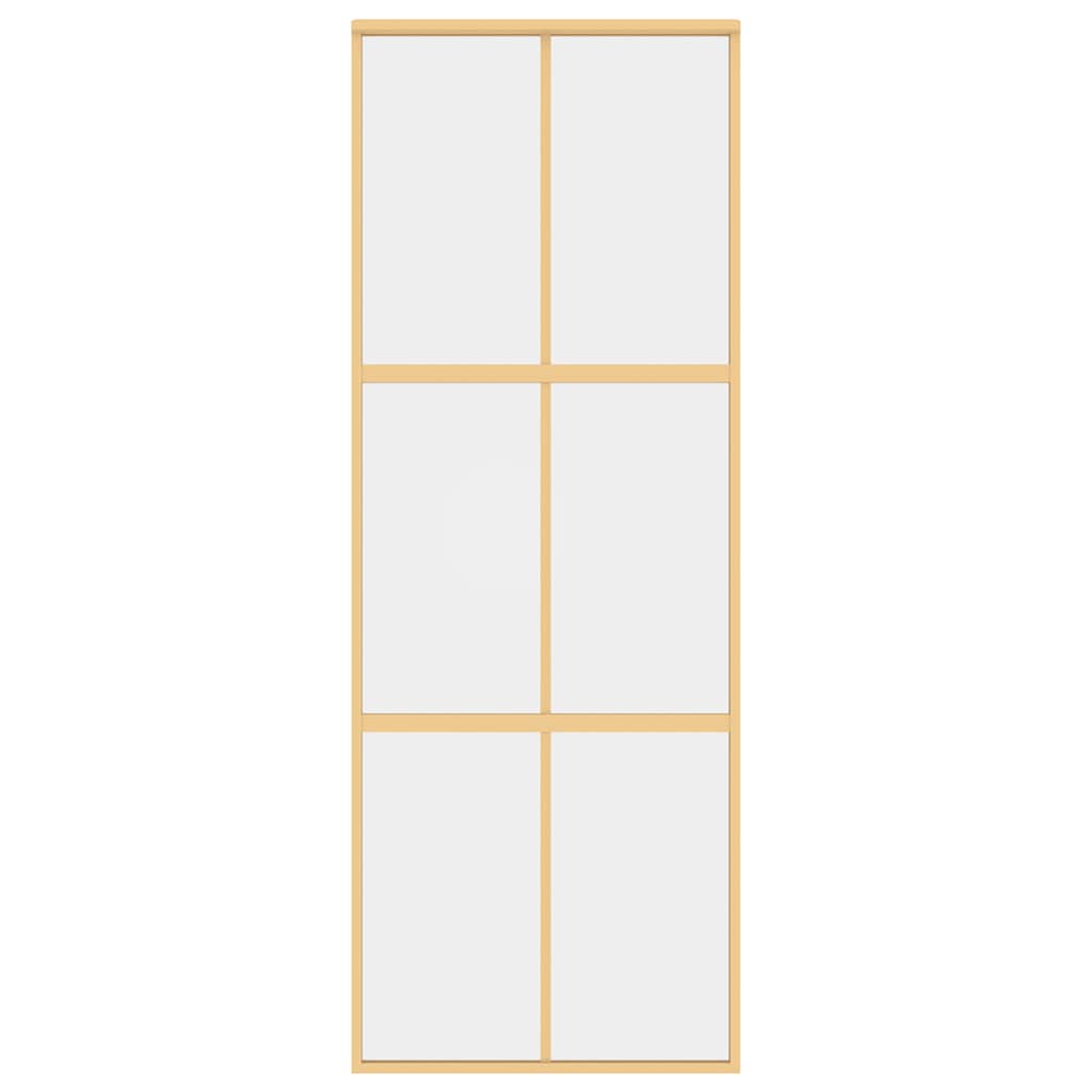VIDAXL -Schiebetür 76x205 cm klares ESG -Glas und Aluminium Gold gefärbt