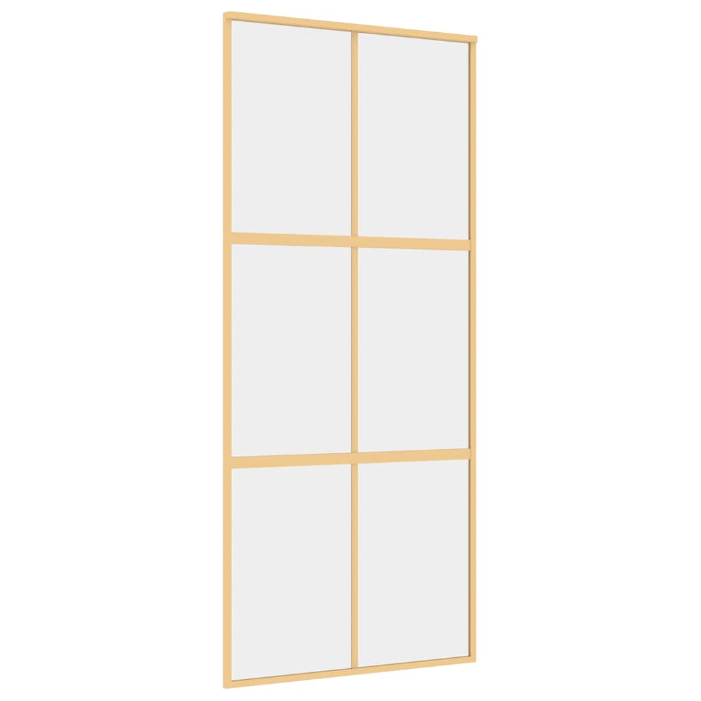 Vidaxl Schiebetür 90x205 cm klares ESG -Glas und Aluminium Gold gefärbt