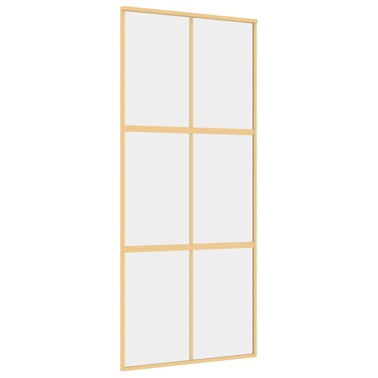 Vidaxl Schiebetür 90x205 cm klares ESG -Glas und Aluminium Gold gefärbt