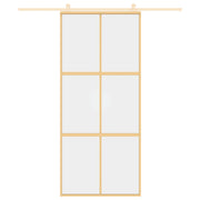Vidaxl Schiebetür 90x205 cm klares ESG -Glas und Aluminium Gold gefärbt - afbeelding 3
