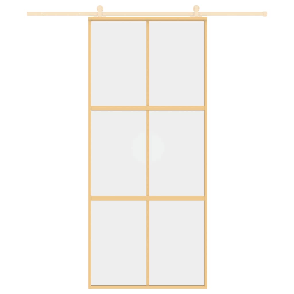 Vidaxl Schiebetür 90x205 cm klares ESG -Glas und Aluminium Gold gefärbt