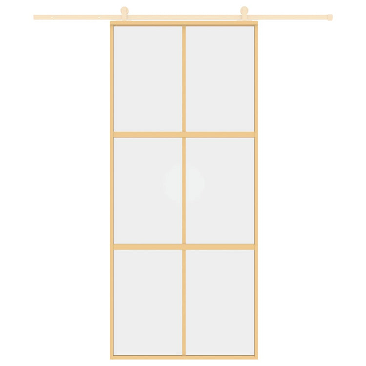 Vidaxl Schiebetür 90x205 cm klares ESG -Glas und Aluminium Gold gefärbt