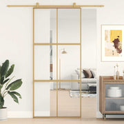 Vidaxl Schiebetür 90x205 cm klares ESG -Glas und Aluminium Gold gefärbt - afbeelding 1