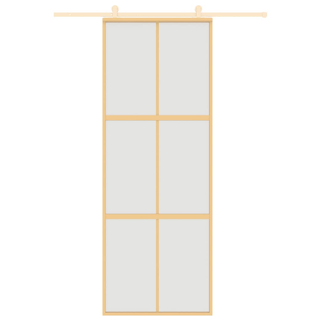 Vidaxx Schiebetür 76x205 cm ESG-Glas matt und Aluminium goldfarben