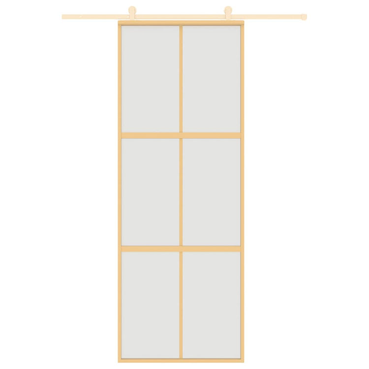 Vidaxx Schiebetür 76x205 cm ESG-Glas matt und Aluminium goldfarben