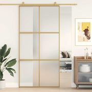 VIDAXL -Schiebetür 102,5 x 205 cm mattes ESG -Glas und Aluminium Gold gefärbt - afbeelding 1