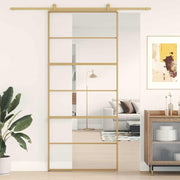 Vidaxl Schiebetür 90x205 cm klares ESG -Glas und Aluminium Gold gefärbt - afbeelding 1