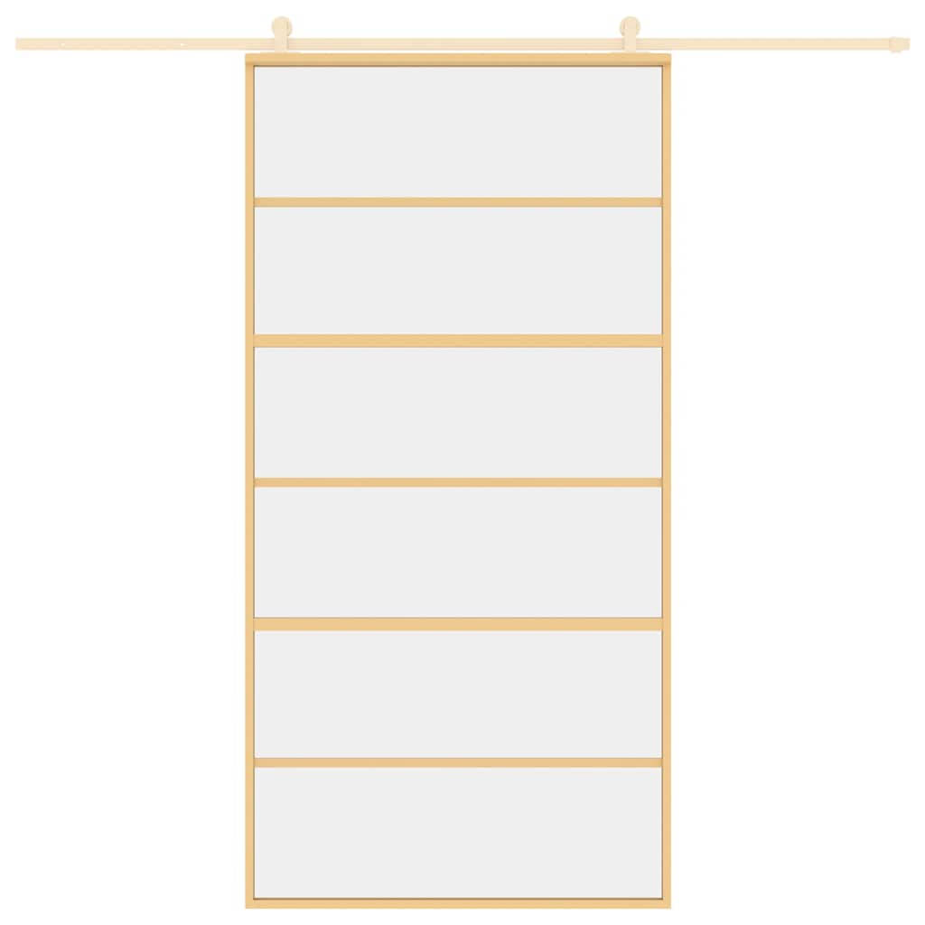VIDAXL -Schiebetür 102,5 x 205 cm klares ESG -Glas- und Aluminiumgoldfarbe