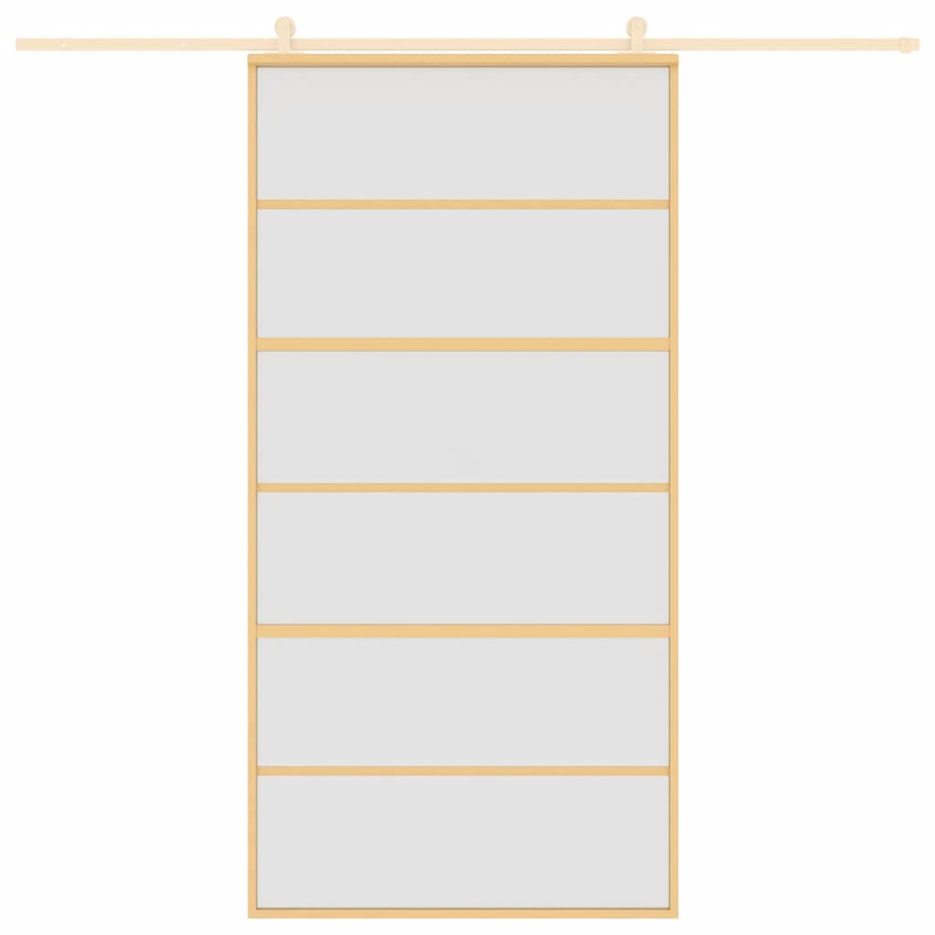 Vidaxx Schiebetür 102,5x205 cm ESG-Glas matt und Aluminium goldfarben