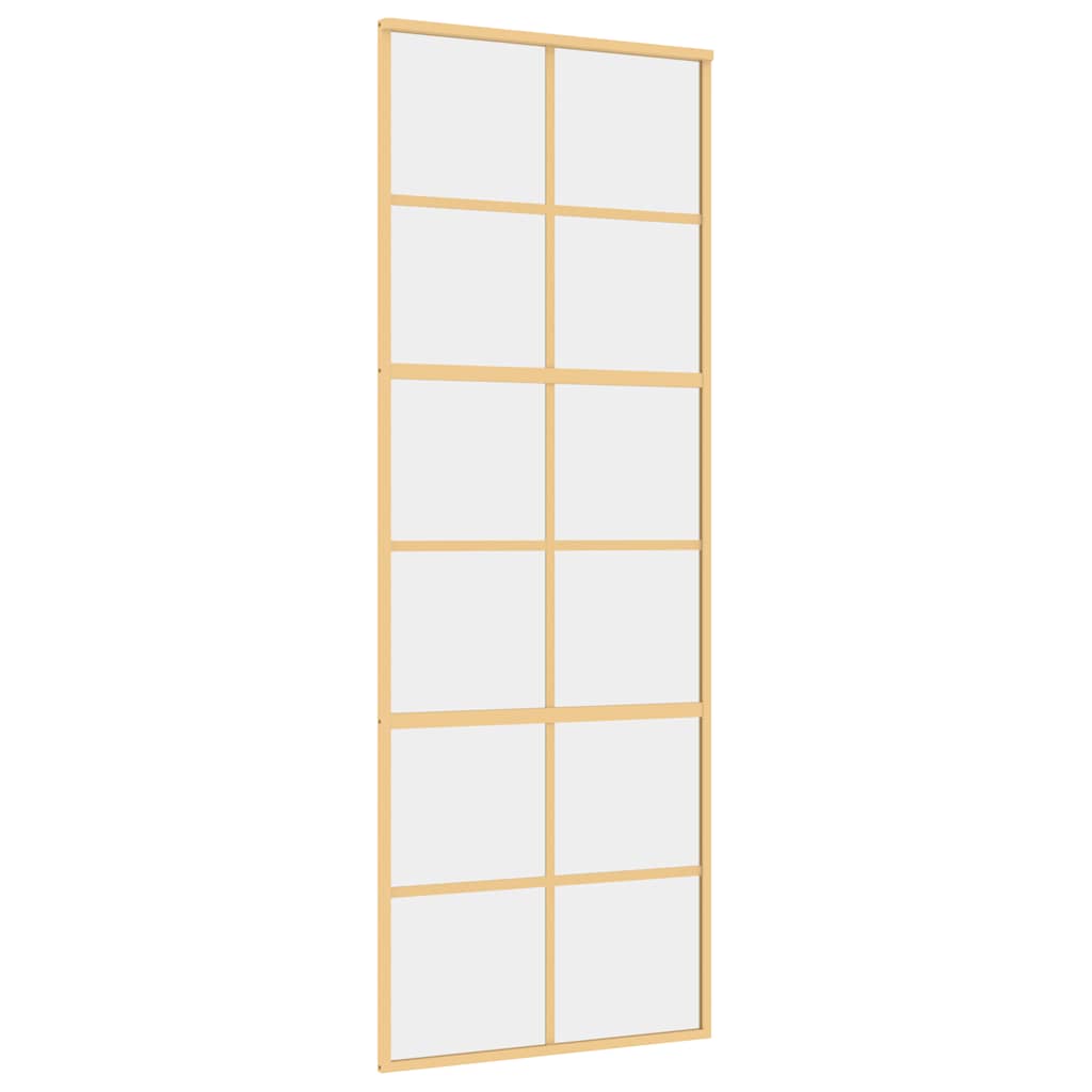VIDAXL -Schiebetür 76x205 cm klares ESG -Glas und Aluminium Gold gefärbt