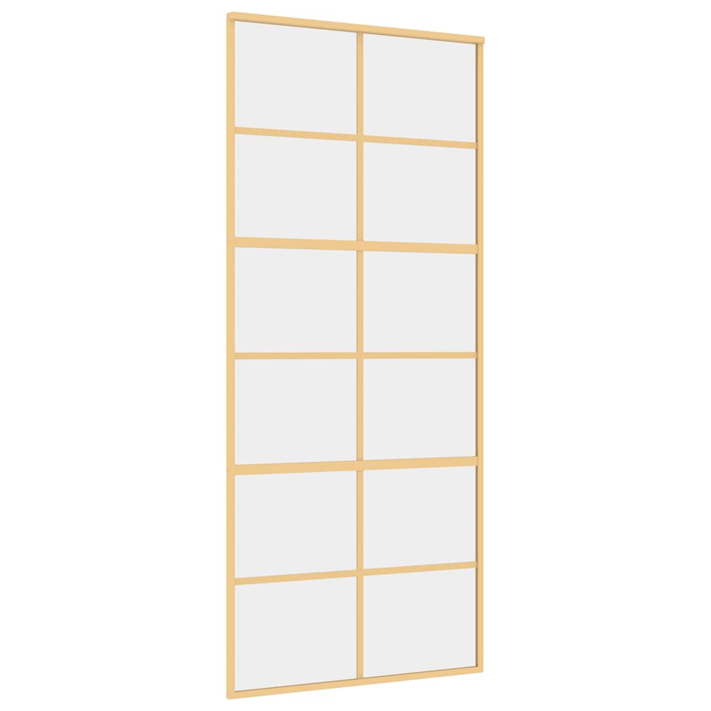 Vidaxl Schiebetür 90x205 cm klares ESG -Glas und Aluminium Gold gefärbt