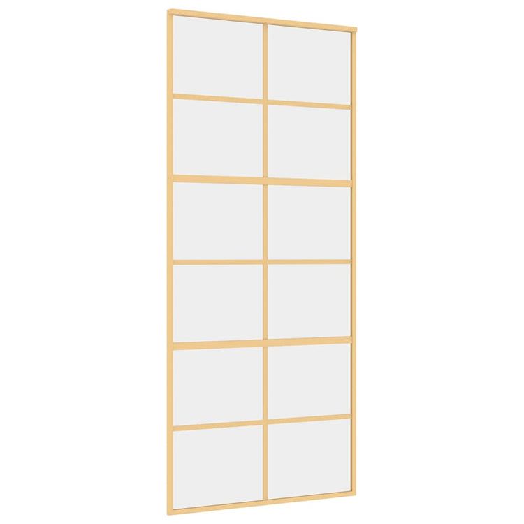 Vidaxl Schiebetür 90x205 cm klares ESG -Glas und Aluminium Gold gefärbt