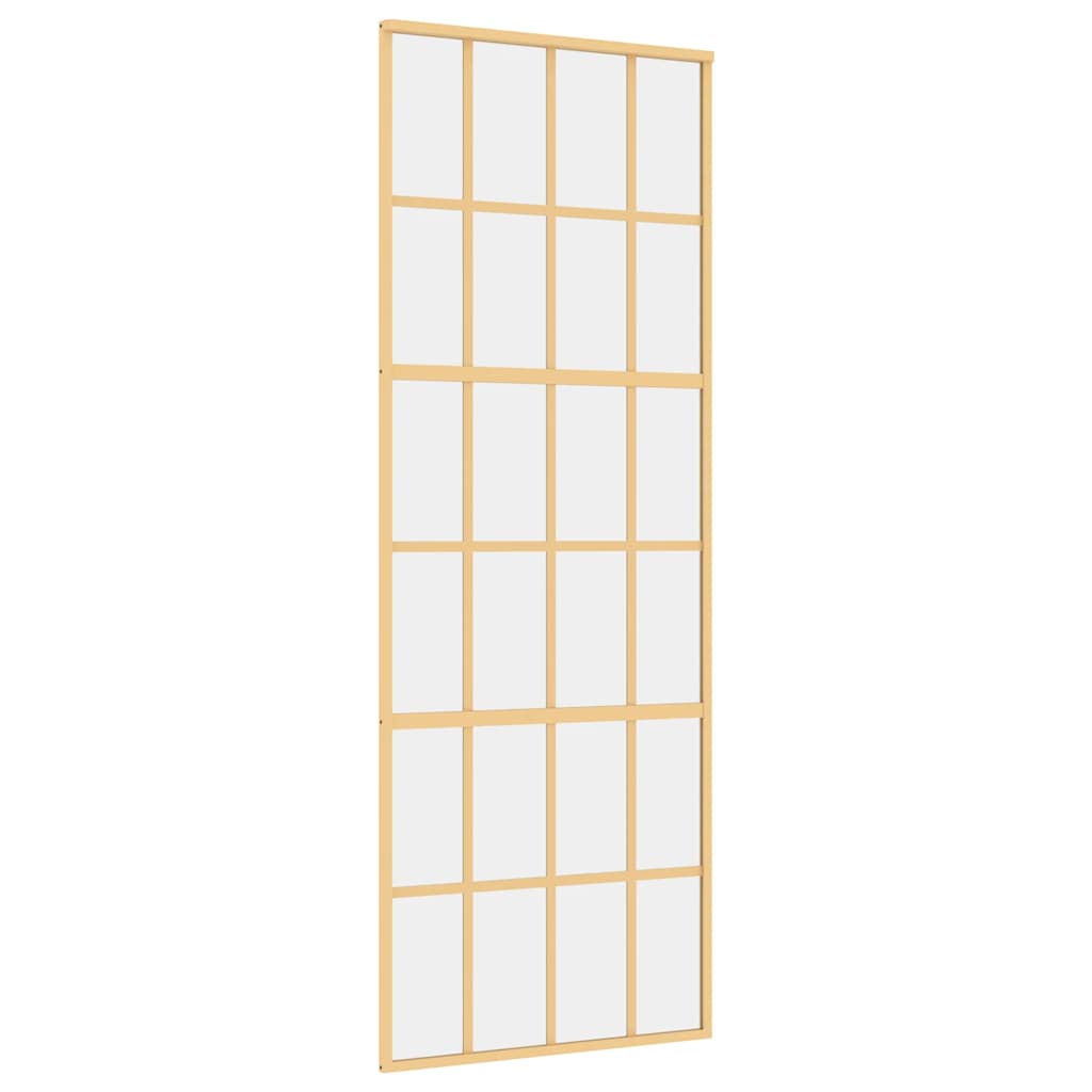 VIDAXL -Schiebetür 76x205 cm klares ESG -Glas und Aluminium Gold gefärbt