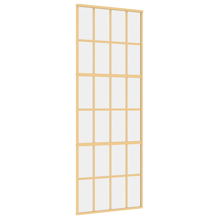 VIDAXL -Schiebetür 76x205 cm klares ESG -Glas und Aluminium Gold gefärbt