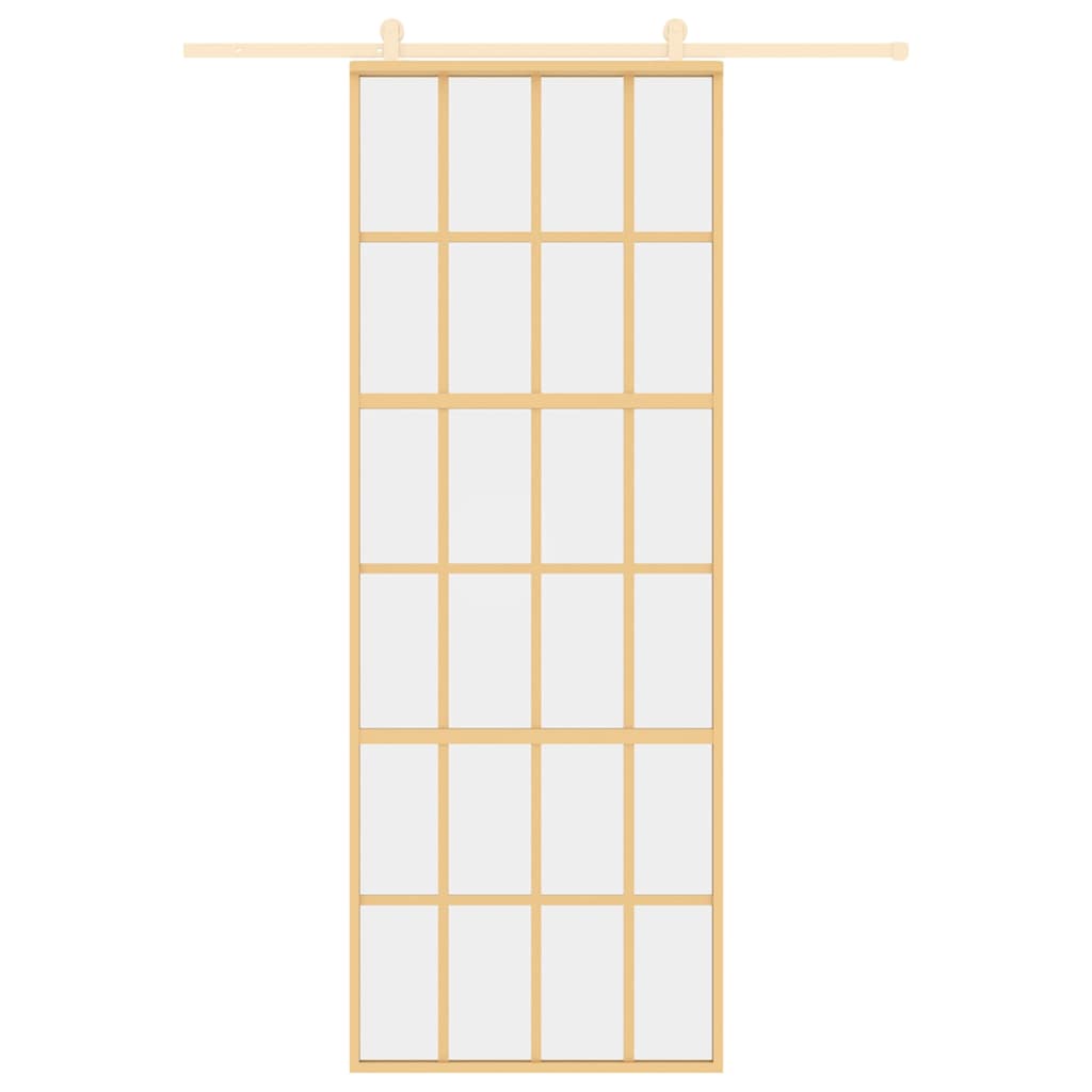 VIDAXL -Schiebetür 76x205 cm klares ESG -Glas und Aluminium Gold gefärbt