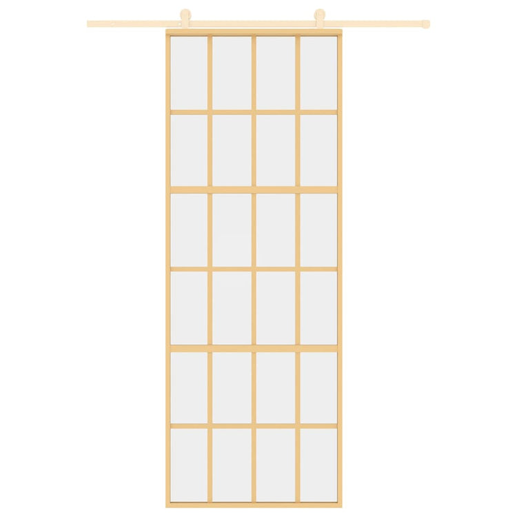 VIDAXL -Schiebetür 76x205 cm klares ESG -Glas und Aluminium Gold gefärbt