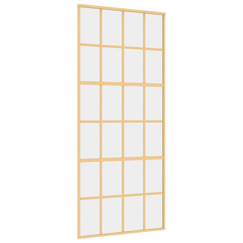 Vidaxl Schiebetür 90x205 cm klares ESG -Glas und Aluminium Gold gefärbt