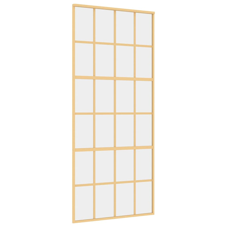 Vidaxl Schiebetür 90x205 cm klares ESG -Glas und Aluminium Gold gefärbt
