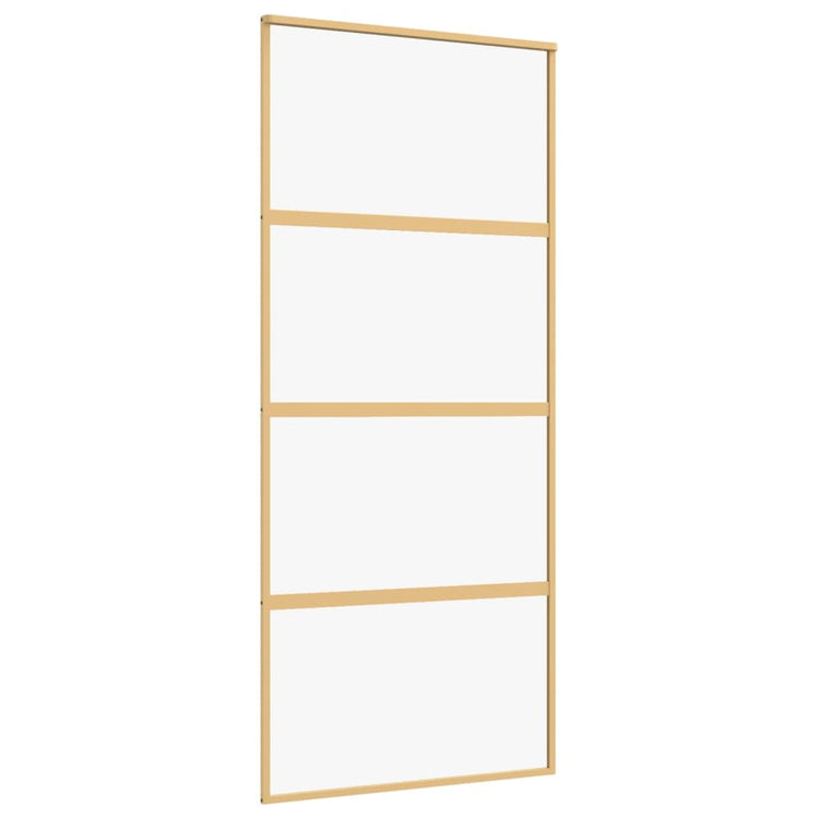 Vidaxl Schiebetür 90x205 cm klares ESG -Glas und Aluminium Gold gefärbt