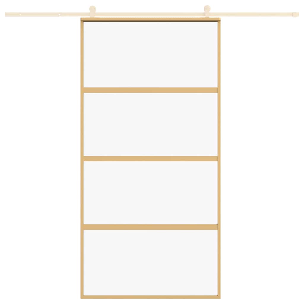 Vidaxx-Schiebetür 102,5 x 205 cm, klares ESG-Glas und Aluminium-Goldfarbe